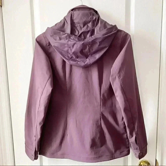 Eddie Bauer Softshell Utility Jacket Hooded Trench Coat Spring Fall Purple XS - Picture 4 of 15